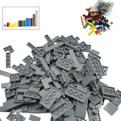 Flat Tile Building Block Refill Set with 150 Pieces in 1x1, 1x2 and 1x6 Sizes, Six Color Options