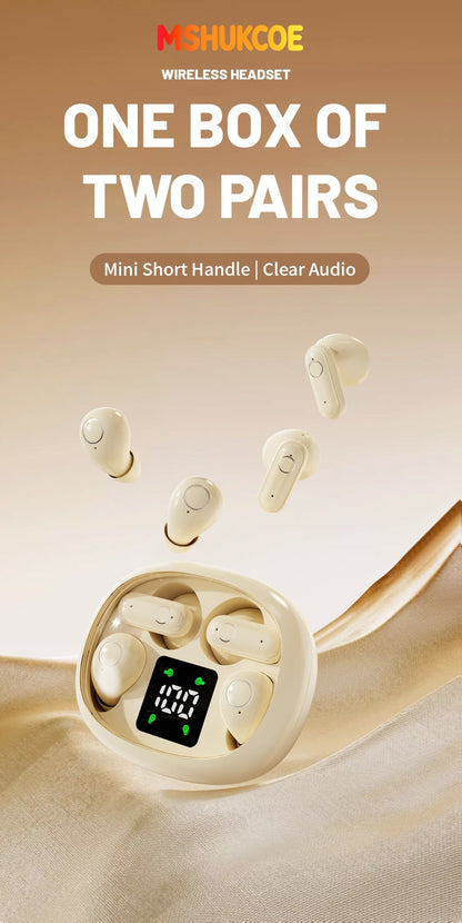 Wireless Earbuds MSHUKCOE 2-in-1 Mini Sleep Style with Noise Reduction and 6D HiFi Sound in Three Colors