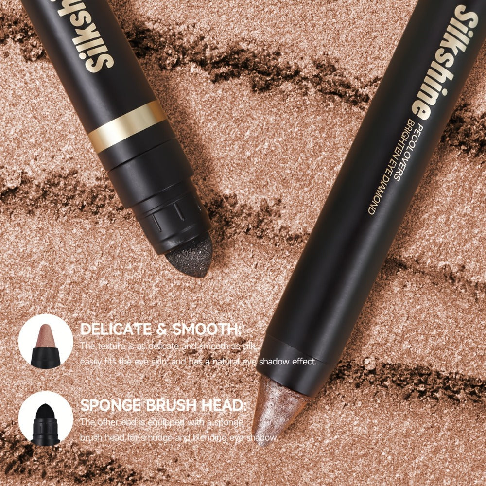Shimmer Glitter Eyeshadow Stick Set 6 Pcs Dual-Tipped Eye Pencil with Blending Brush Creamy Pigmented Eye Contouring Highlighting Kit Multicolor Shades for Women Beginner Pro Gift
