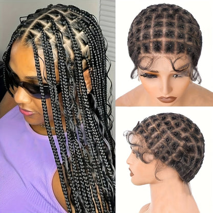 Pre-Sectioned Crochet Wig Cap with 45 to 122 Braided Sections in Natural Black or 613 Color Options