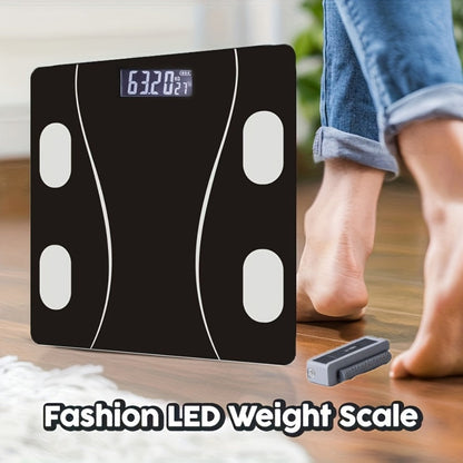 Black Glass Digital Bathroom Scale with Four Electrode Pads, Blue Display and Four Style Options
