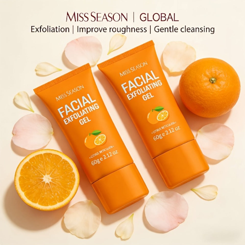 Facial Exfoliating Gel Two-Pack with Two 60g Orange Tubes, Flip-Top Caps and Face-or-Body Rinse-Off Format