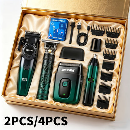 Men's Electric Grooming Kit 4-in-1 — Hair Clipper, Beard Trimmer, Electric Shaver & Nose Hair Trimmer Set, Gradient Design, 2-Piece & 4-Piece Options, Perfect Gift for Husband Dad Boyfriend