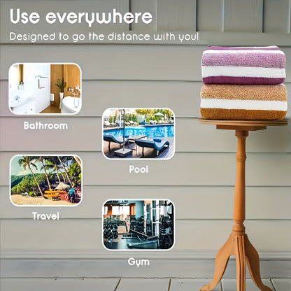 Coral Fleece Towel Set 9 or 15 Piece No Hair Loss 320GSM - Super Soft Absorbent Two-Color Striped | 2 Bath 2 Face 5 Hand Towels | Gray Brown Red Green Blue Mixed | Bathroom Beach Essentials