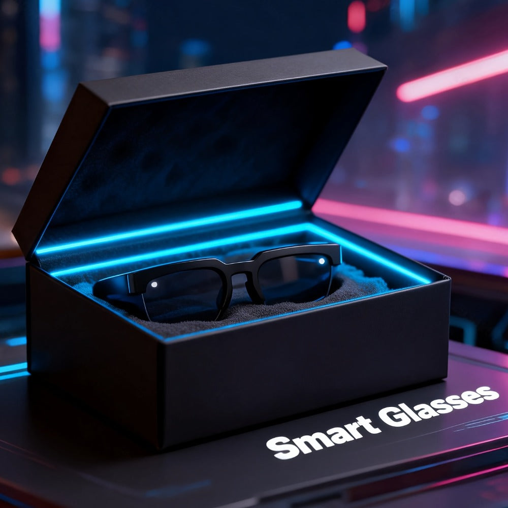 Smart Glasses Translation Eyewear with Bluetooth Open-Ear Speaker, Built-In Microphone and Black Frame