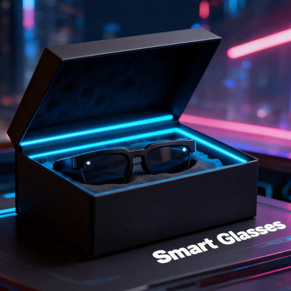 Smart Glasses Translation Eyewear with Bluetooth Open-Ear Speaker, Built-In Microphone and Black Frame