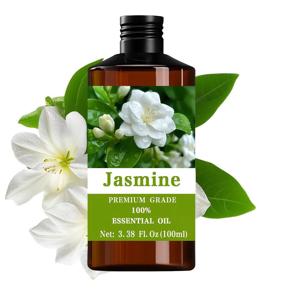 Jasmine-Scented Aromatic Oil in 100ml Amber Bottle with Floral Label and Single Capacity Option