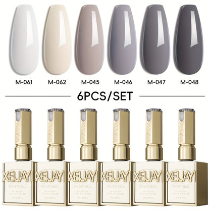 Holographic Rainbow Candy Gel Nail Polish Set 6 Colors 15ml - Semi-Permanent Soak Off LED UV Long Lasting Glossy Macaroon Finish Photo Frame Bottle Spring Summer Nail Art Kit for Women 0.51oz Each