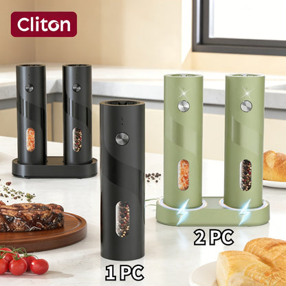 Electric Salt and Pepper Grinder Set – Rechargeable Automatic Mills with LED Light, Adjustable Coarseness & 3.72oz Capacity for Home Kitchen, BBQ, Restaurant & Outdoor Entertaining
