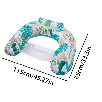 Pool Float Noodle Sling Chair Three-Pack with Mesh Center, Inflatable Side Bolsters and Cup Holder