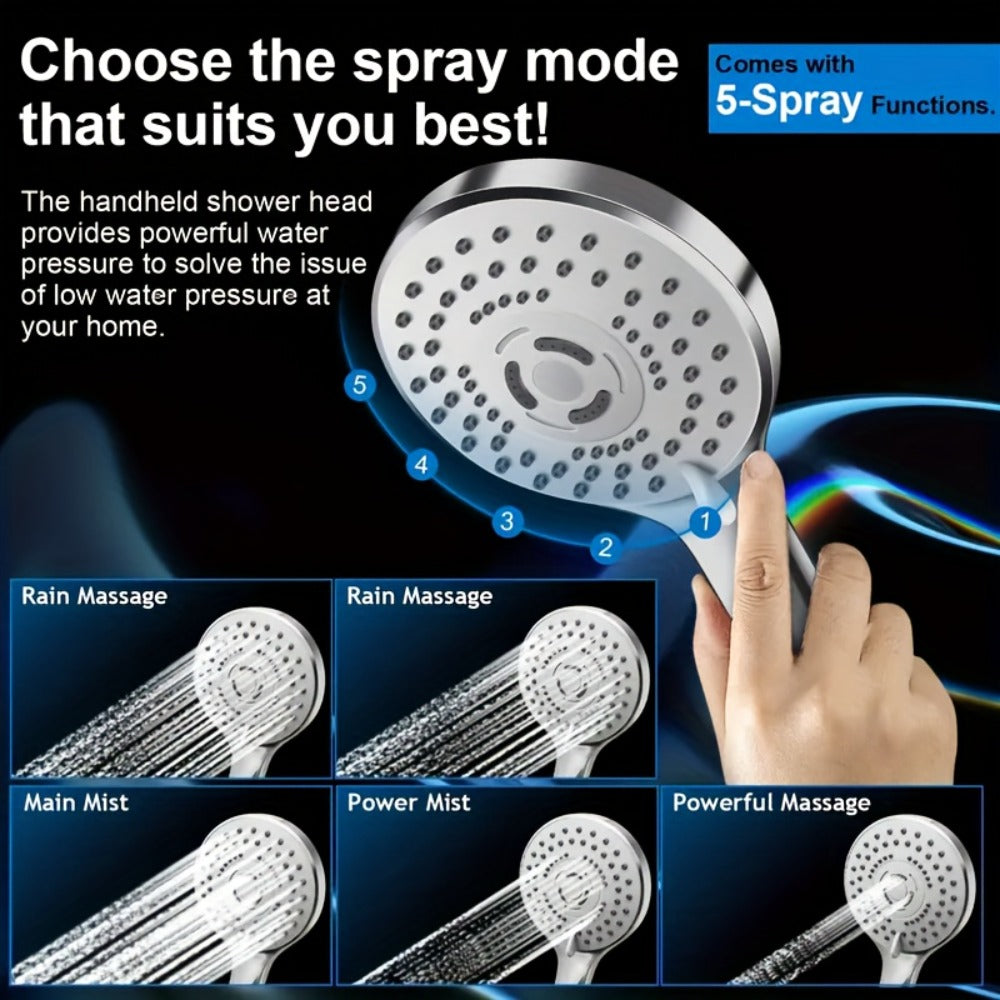 Nine-Setting High-Pressure Shower Head Combo with Handheld Wand, Hose and Adjustable Wall Mount