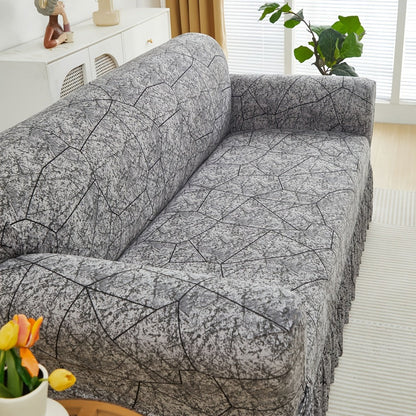 Sofa Cover Modern Printed Hem Skirt Slipcover with Elastic Stretch for Single to 4-Seater Sofas