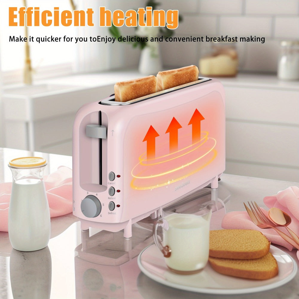 2-Slice Toaster Slim Ultra-Thin Design – 6 Browning Settings, 10" Long Slot, Reheat & Defrost Functions, Auto Shut-Off, Removable Crumb Tray, 6 Colors Available