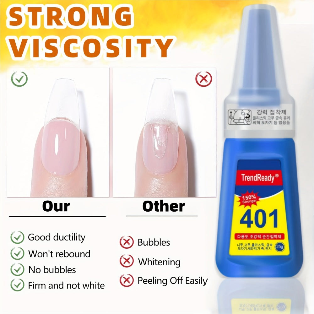 Nail Glue 2 Pack 25g Each Super Strong Waterproof Extra Hold — Fast Drying No Lamp Needed Long Lasting Press On Nail Adhesive for Fake Nails Acrylic Tips Nail Art, Home & Salon Use for Women