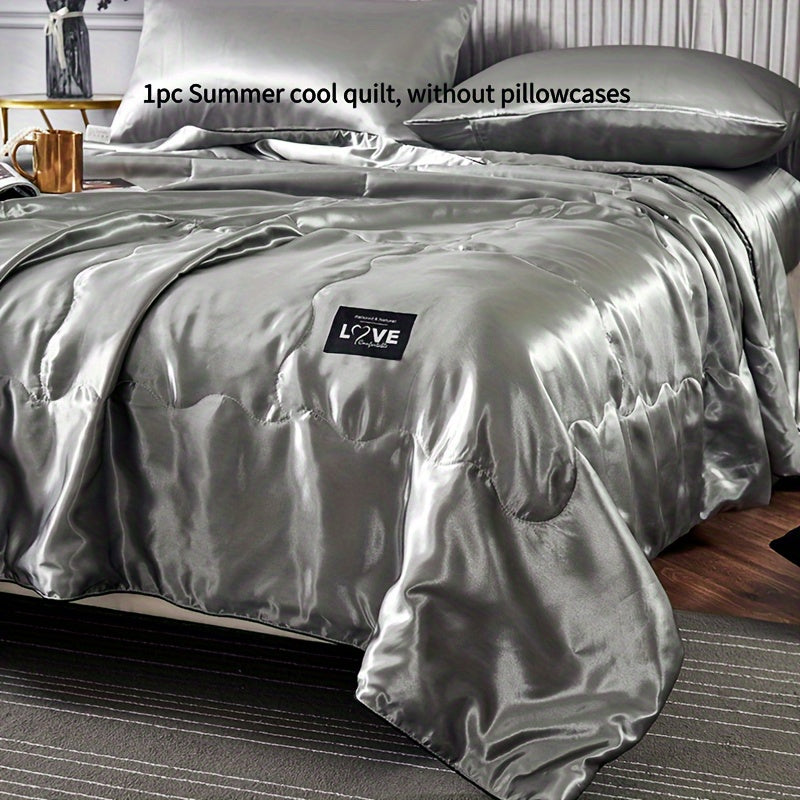 Satin-Look Summer Quilt in White, Silvery Grey, Pink or Lake Blue with Twin and Full Sizes