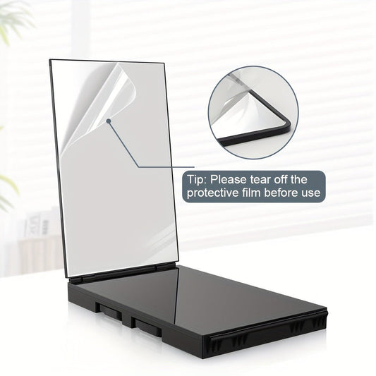 360° LED Self Hair Cutting Mirror – Anti-Fog HD Glass, Touch Dimming LED Light, USB Rechargeable 1500mAh, Door/Wall/Table Mount, DIY Home Barber Mirror for Men & Women