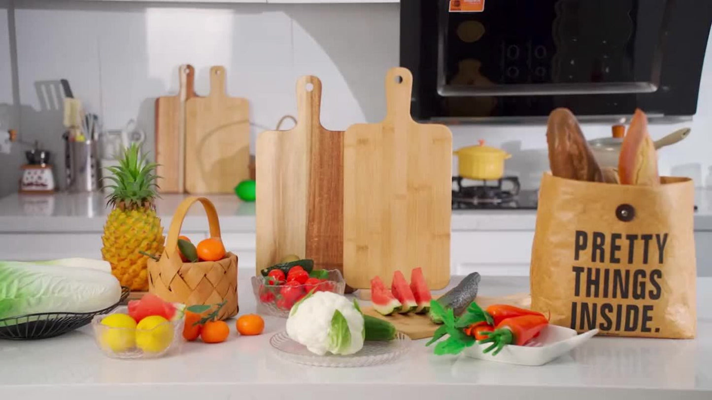 Cutting Board Acacia or Bamboo-Style Handle Boards in Five or Ten-Piece Sets, 15.7 x 7.8 Inches