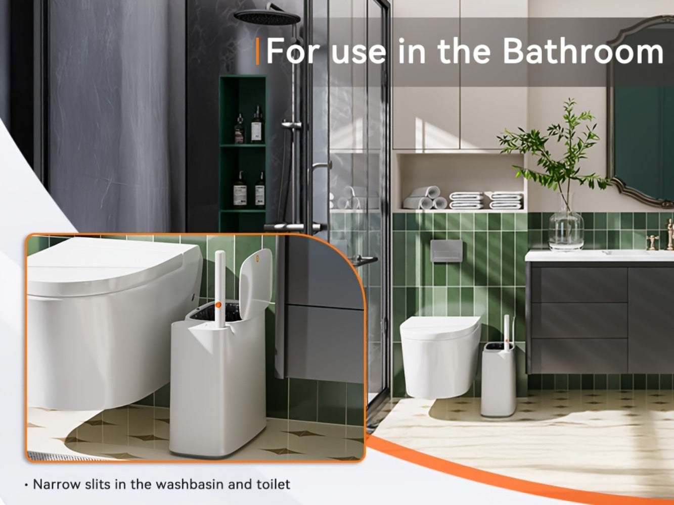7.7L Bathroom Waste Bin and Disposable Toilet Brush Station with 12 or 72 Replacement Heads