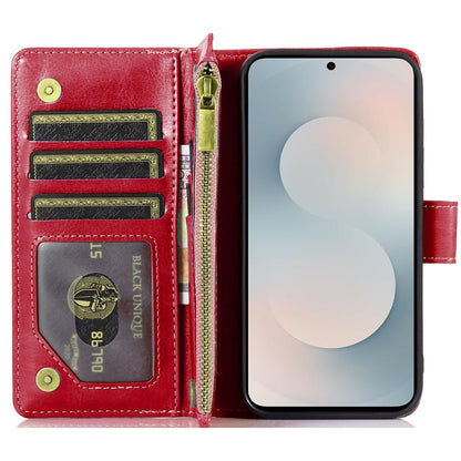 Phone Case Faux Leather Folio Wallet with Card Slots, ID Window and Zipper Pocket for Samsung Galaxy S25 FE