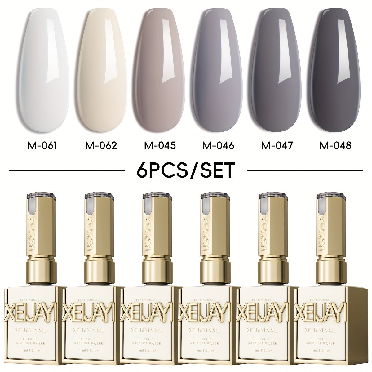 Holographic Rainbow Candy Gel Nail Polish Set 6 Colors 15ml - Semi-Permanent Soak Off LED UV Long Lasting Glossy Macaroon Finish Photo Frame Bottle Spring Summer Nail Art Kit for Women 0.51oz Each