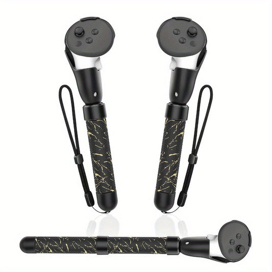 Meta Quest 3S Controller Handle Extension Grips – 3-in-1 VR Handle Attachments for Beat Saber, Golf+, Tennis & More, Anti-Slip ABS Grip with Safety Wire, Compatible with Meta Quest 3S & Quest 3