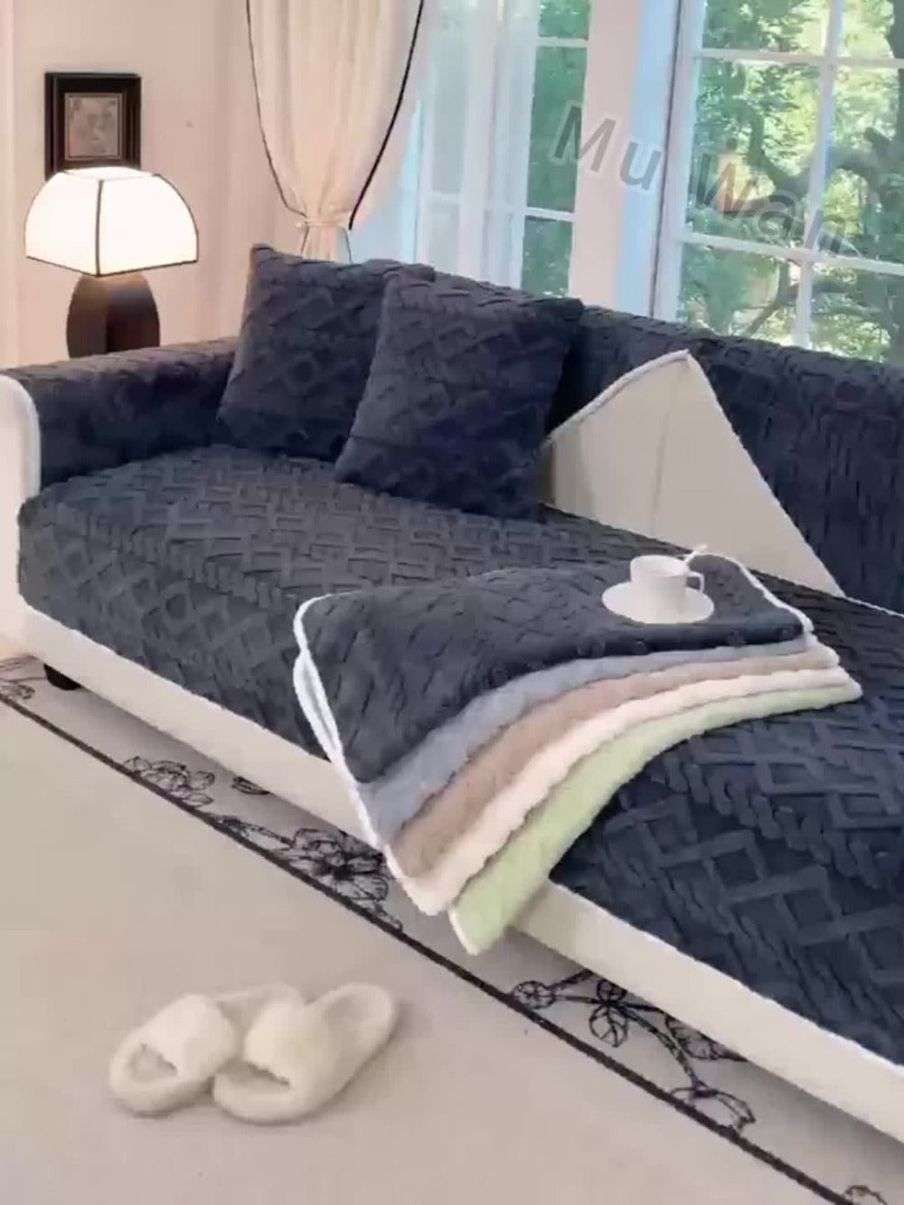 Sofa Cover Plush-Texture Modular Panels for Single to 4 Seats, Backrest, Armrest or Throw Pillow