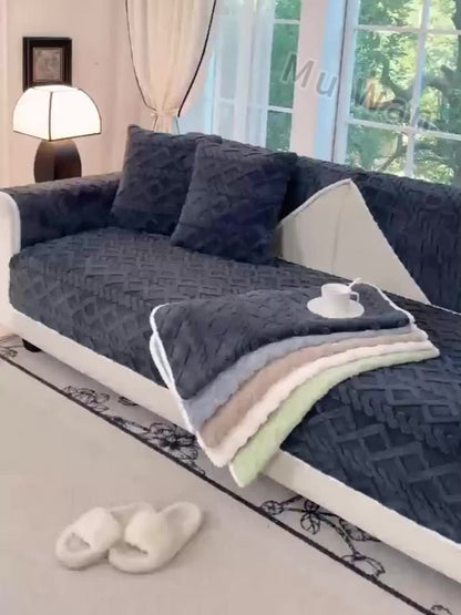 Sofa Cover Plush-Texture Modular Panels for Single to 4 Seats, Backrest, Armrest or Throw Pillow