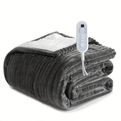 Electric Blanket with Temperature Control and Timer – Extra Large Flannel Heated Blanket, 8 Levels 10-Hour Auto-Off, Machine Washable, PTC+NTC Overheat Protection, Throw Twin Full Queen King