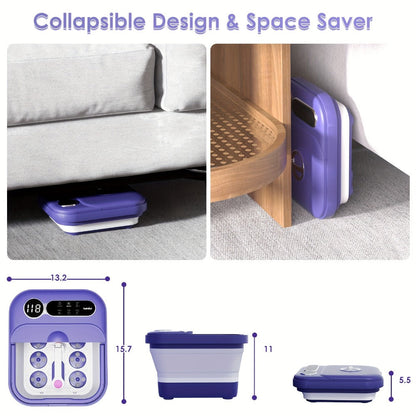 Collapsible Foot Spa with Heater, Temperature Control, Bubbles, Six Rollers and Two Color Options