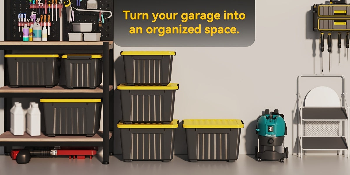 Stackable 72- and 97-Quart Storage Bin Sets with Lids, Wheels, Three Colors and 4- or 6-Pack Options