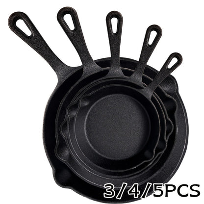 Nested Cast Iron Skillet Set with Long Handles, Pouring Lips and Choice of 3, 4 or 5 Graduated Pans