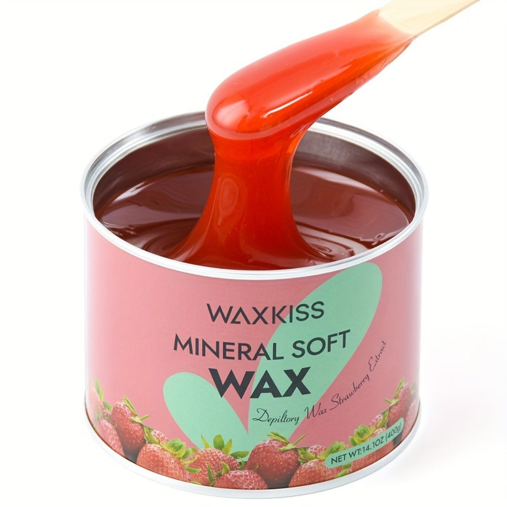 Soft Wax for Hair Removal 400g WAXKISS Honey & Aloe Vera Strip Wax Jar for Face Underarms Legs Body Back All Skin Types DIY Home Salon Waxing Kit for Women
