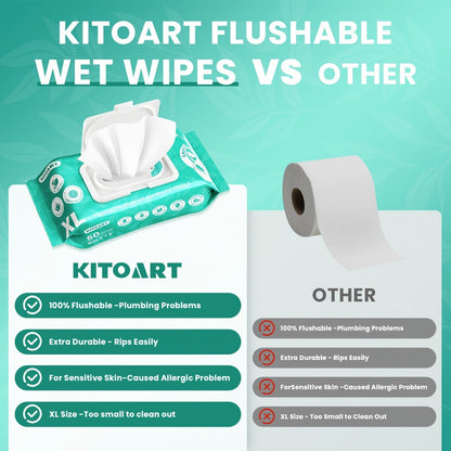 Extra-Large Unscented Adult Wet Wipes in 150 or 300 Count Packs for Bathroom, Camping and Travel Hygiene