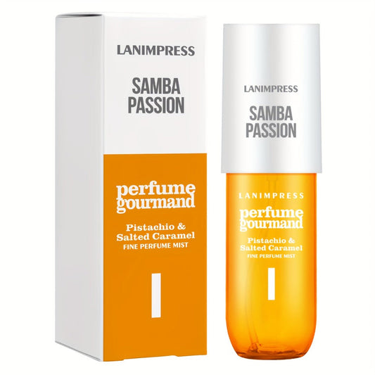 Hair & Body Perfume Mist for Women 3oz Samba Passion Gourmand Sweet Fragrance Spray Moisturizing Long Lasting Dual Use Fine Mist Travel Size TSA Compliant Valentine Birthday Gift for Her