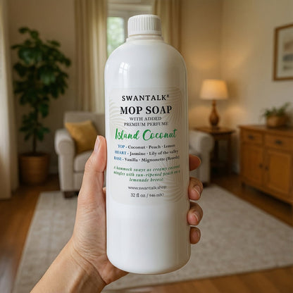 Concentrated Floor Cleaner 4X Formula 32 fl oz, SWANTALK Mop Soap Multi-Surface Streak-Free Floor Wash, Perfume-Inspired Deodorizing Cleaner, Pet Friendly – Brazilian Breeze, Island Coconut, Pacific Linen