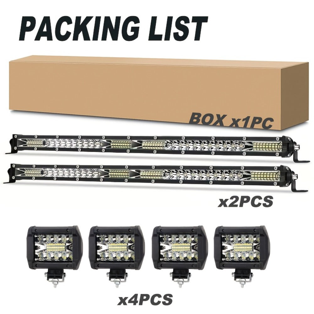 LED Work Light Bar Kit for Off-Road Truck Jeep SUV ATV UTV Tractor, 12-24V 2000-3000LM Combo 22in 10in + 4in Spot Flood Lights, No Battery Required, Hard Wire or Direct Power