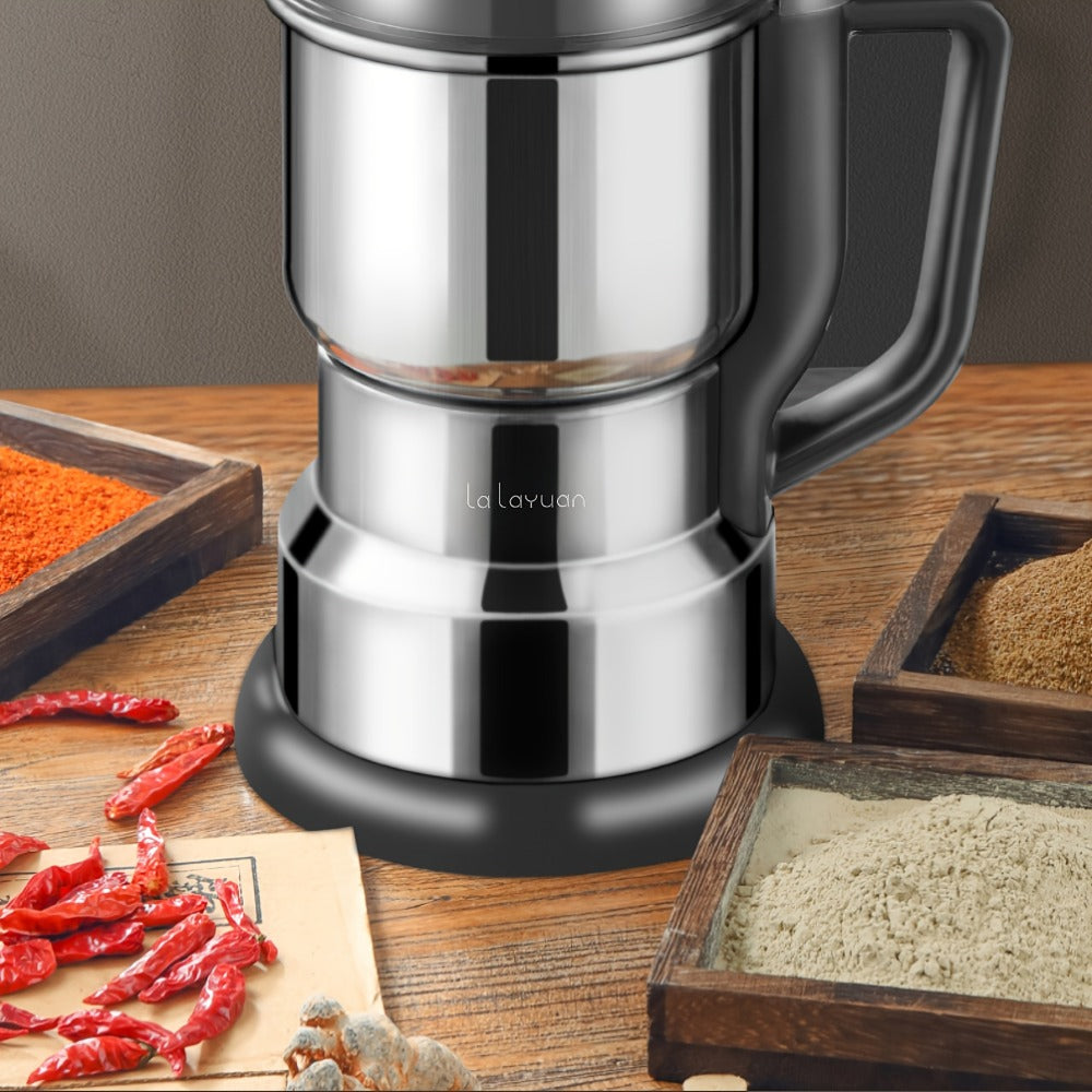 Electric Coffee Grinder with Stainless Blade, Press-Button Control and Stainless Steel or Silver Finish