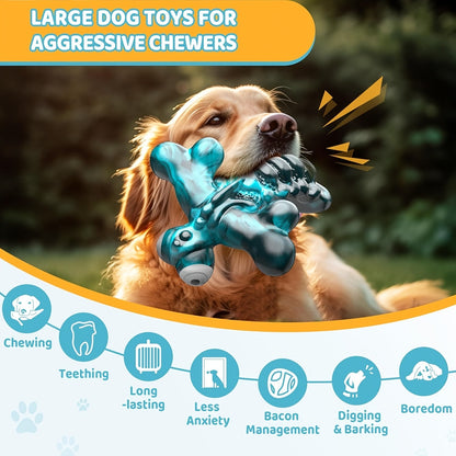 Dog Toy Blue Nylon Dragonfly Chew Design with Bacon Flavor and Textured Wings for Medium Large Dogs