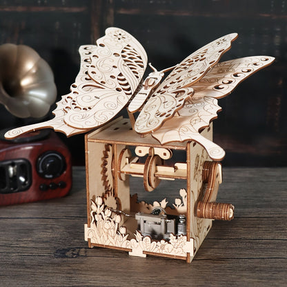Wooden Butterfly Music Box Model Kit with Colour Butterfly or Natural Butterfly Music Box Checkout Options