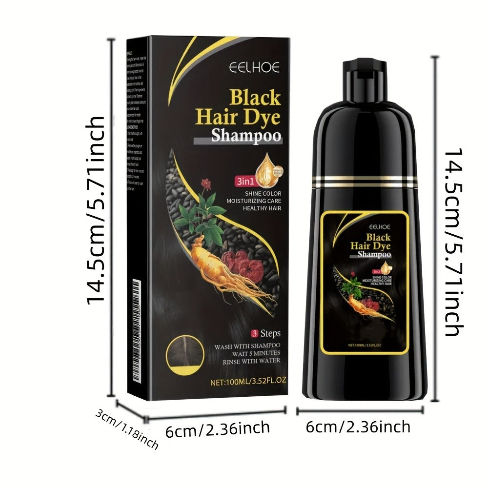 Natural Gray Hair Coverage Shampoo 6PCS Set 3-in-1 Darkening Formula – No Ammonia Color Restorer for Black & Brown Hair, Shampoo Conditioner & Color in One, 3.38oz Each for Men & Women