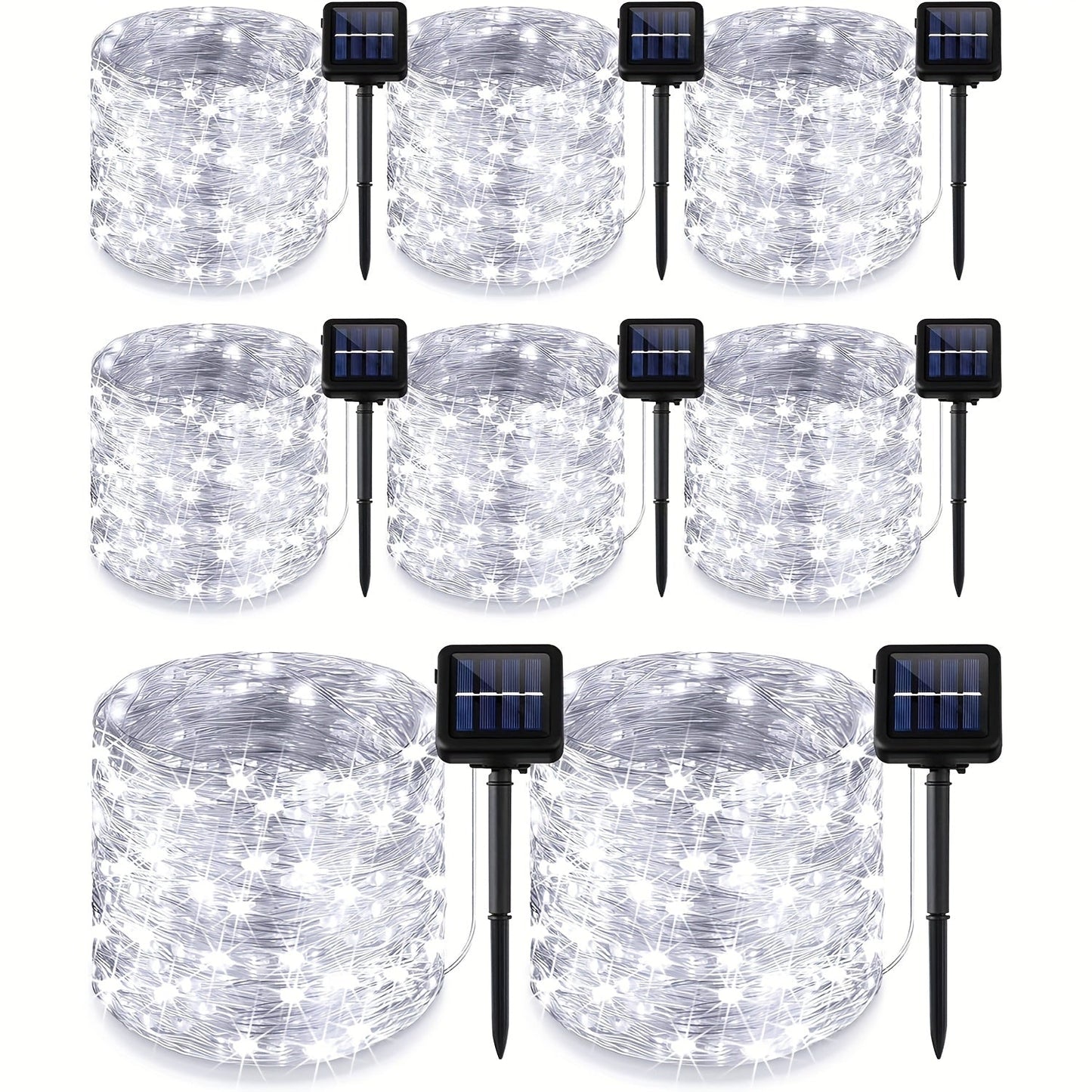 String Lights, 110-LED Solar Copper-Wire Fairy Lights with Eight Modes, Four Colors and 2-, 4- or 8-Pack Options