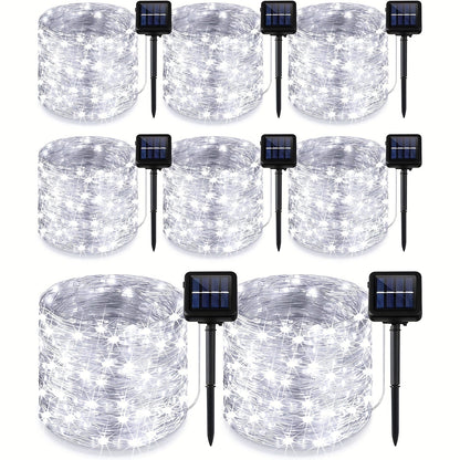 String Lights, 110-LED Solar Copper-Wire Fairy Lights with Eight Modes, Four Colors and 2-, 4- or 8-Pack Options