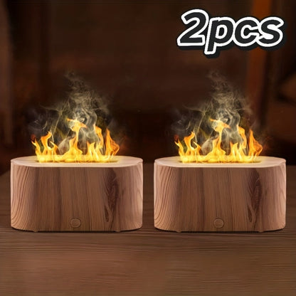 Humidifier Mini Flame-Effect USB Diffuser with Three Mist Levels and One, Two or Three-Piece Sets