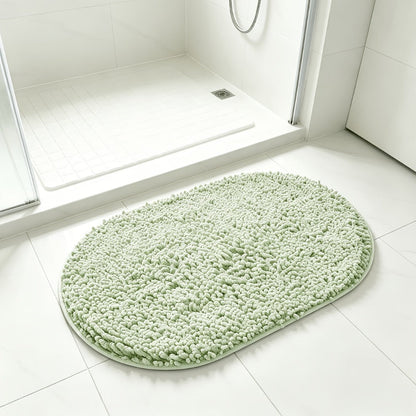 Chenille Bath Mat Non-Slip Super Absorbent Oval Bathroom Rug Soft Plush Carpet for Bathroom Kitchen Bedroom Entryway Indoor Outdoor Pet Dog Mat Machine Washable Multi-Color Multi-Size