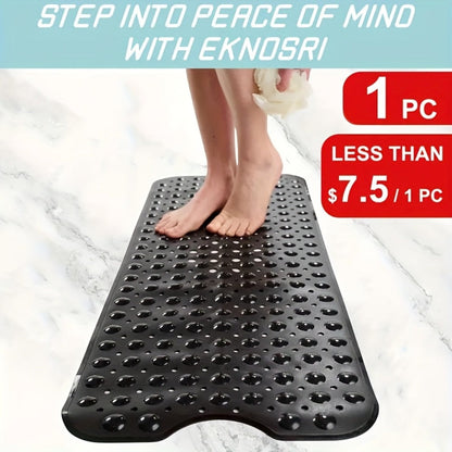 Two-Piece Black Bath Mat Set with Suction Cups, Drain Holes and Three Exact Checkout Options