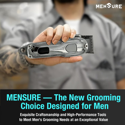 Professional Hair Clipper & Beard Trimmer Set - MENSURE Cordless 6000RPM Hair Cutting Kit with T-Blade Trimmer, 7 Guide Combs, LED Display & Type-C Fast Charging, Barber Kit for Men Home & Salon Use
