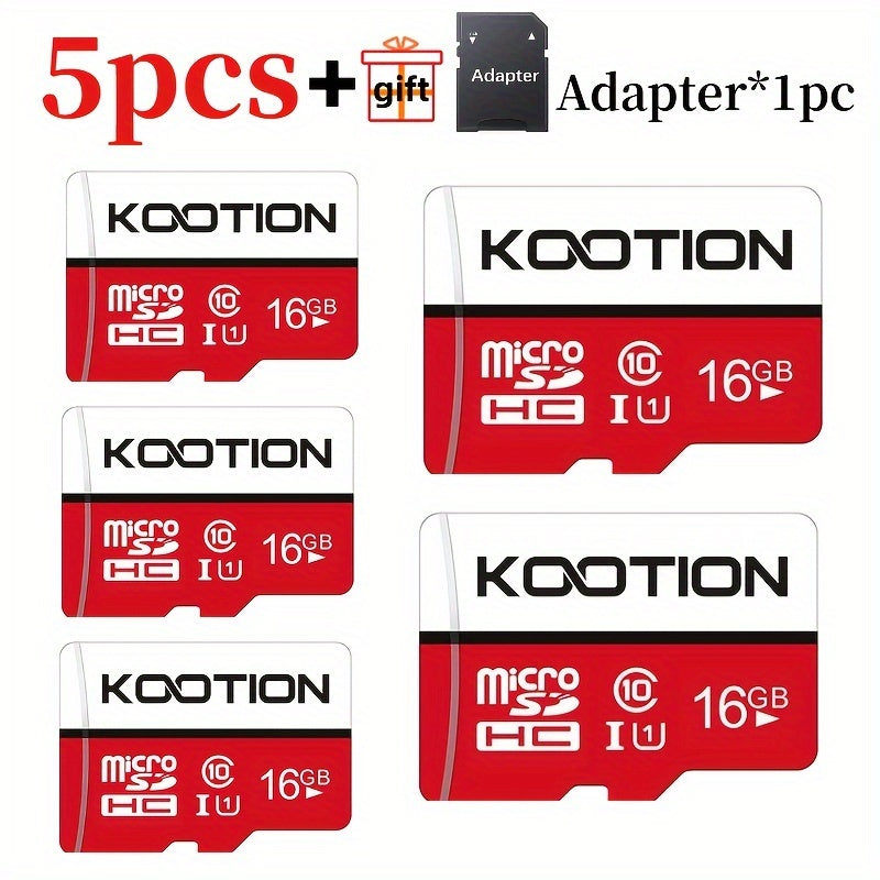 A1 C10 U1 Micro SD Card 5 Pack TF Memory Card 90MB/s High Speed 128MB to 128GB SDXC for Security Camera Drone Dash Cam Smartphone Tablet PC – Red & White Available