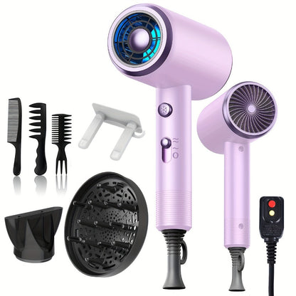 Hair Dryer Hair Styling Tool with 1600W Motor, Six Attachments and Six Color Options for Home Use