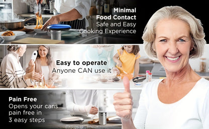 Electric Can Opener One Touch – Automatic 360° Rotation for All Can Sizes, Smooth Safe Edge, Battery Operated, Ideal for Seniors & Arthritic Hands, Kitchen Gadget