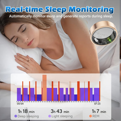 Smart Ring Health & Fitness Tracker Titanium – IP68 Waterproof, Sleep Heart Rate Step Calorie Stress Monitor, BLE 5.3 Magnetic Charging, Android iOS Compatible | Men Women Gift | Black Silver